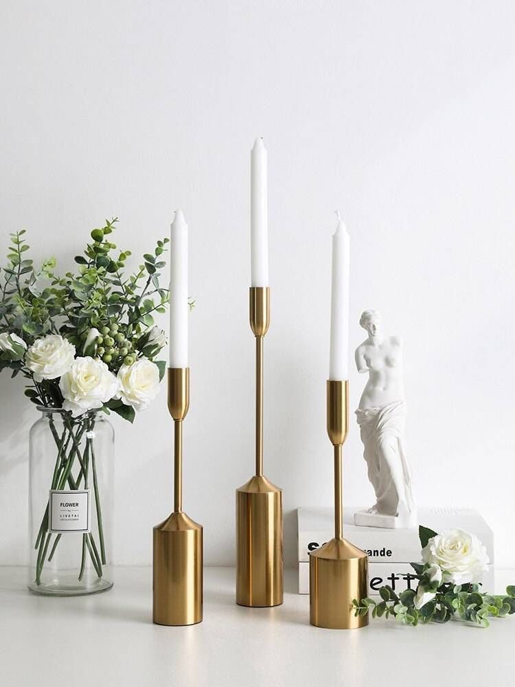 Set of 3 Brass Candal Holders