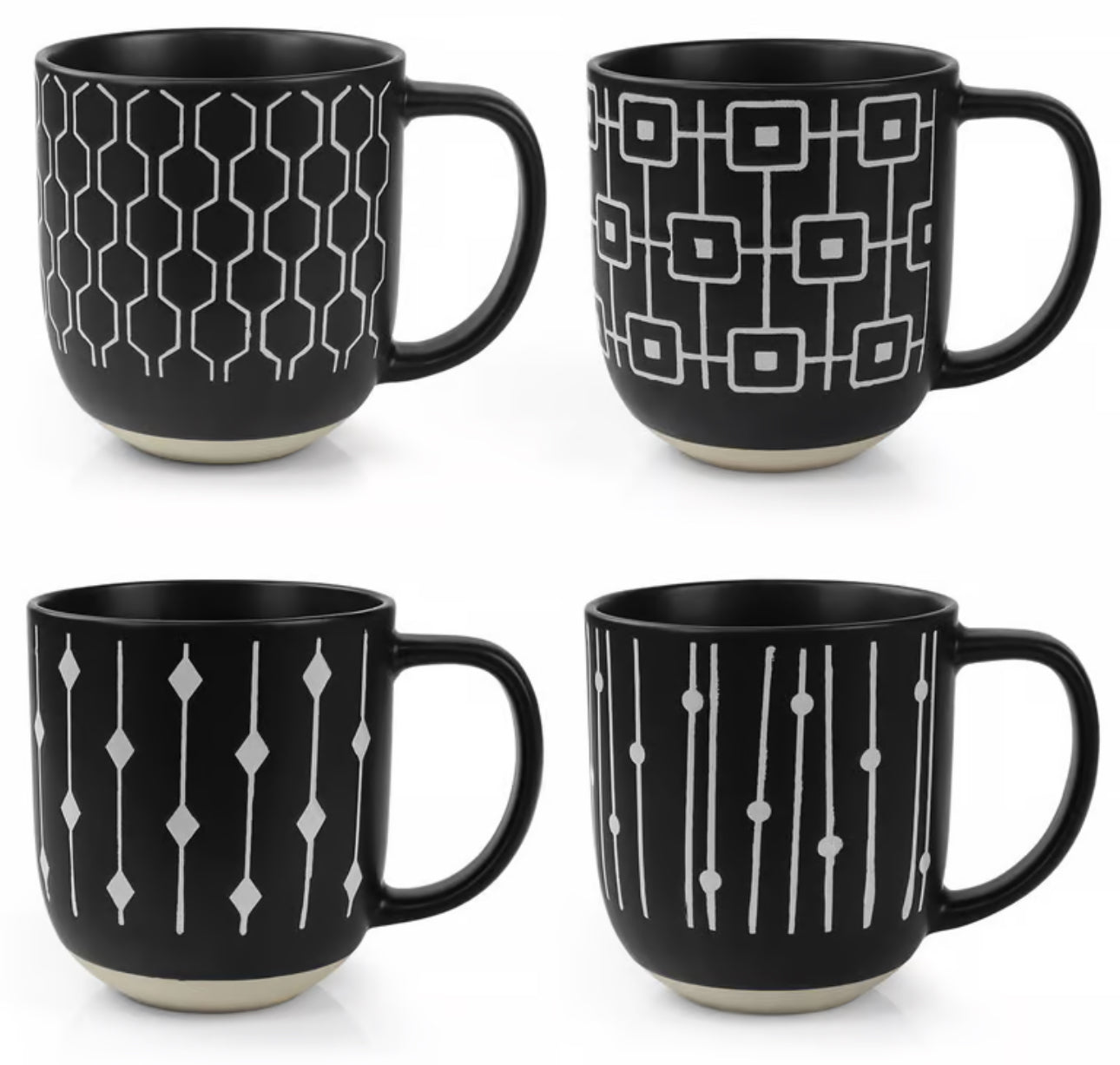 DANNY HOME SET OF 4 MUGS ( BLACK & WHITE )