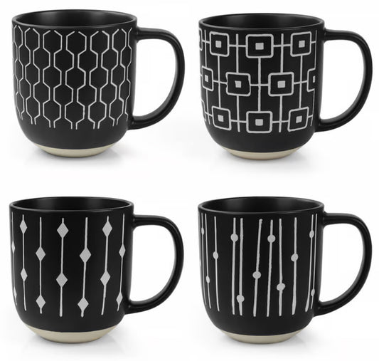 DANNY HOME SET OF 4 MUGS ( BLACK & WHITE )
